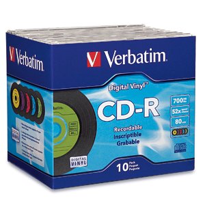 VERBATIM AMERICAS LLC Digital Vinyl CD-R™ 80MIN 700MB 52X 10pk Jewel Cases 10 pc(s) VBM-94439