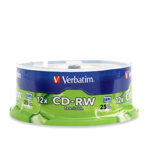 VERBATIM AMERICAS LLC CD-RW 80MIN 700MB 4X-12X High Speed Branded 25pk Spindle 25 pc(s) VBM-95155