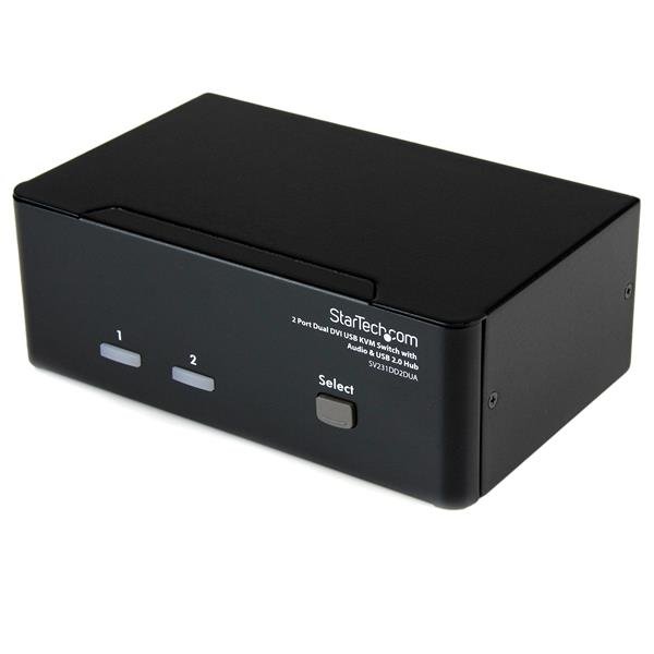 StarTech.com 2 Port Dual DVI USB KVM Switch with Audio & 2.0 Hub - TAA STA-SV231DD2DUA