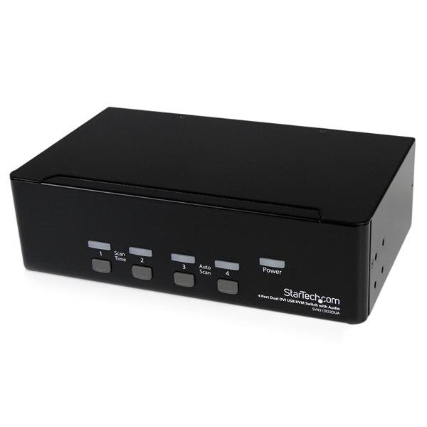 StarTech.com 4 Port Dual DVI USB KVM Switch with Audio & 2.0 Hub - TAA STA-SV431DD2DUA
