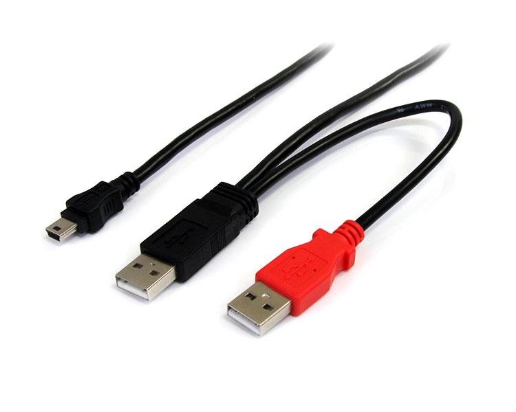 StarTech.com 3 ft USB Y Cable for External Hard Drive - A to mini B STA-USB2HABMY3