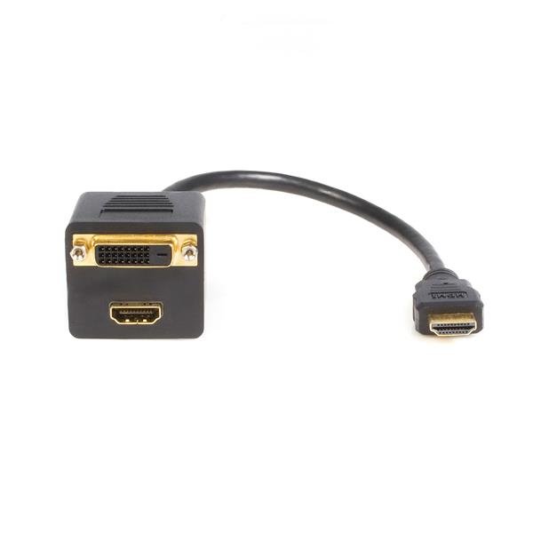 StarTech.com 1ft HDMI Splitter Cable, Male to DVI-D Female Adapter, Full HD 1920x1200p 60Hz, 28AWG, STA-HDMISPL1DH