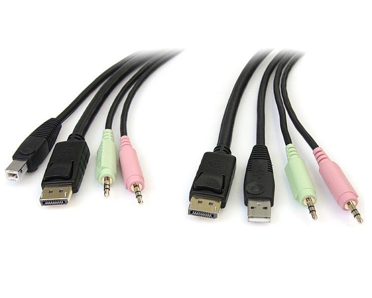 StarTech.com 6ft 4-in-1 USB DisplayPort KVM Switch Cable w/ Audio & Microphone STA-DP4N1USB6