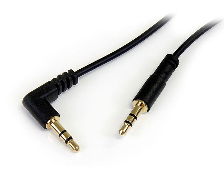 StarTech.com 1 ft Slim 3.5mm to Right Angle Stereo Audio Cable - M/M STA-MU1MMSRA