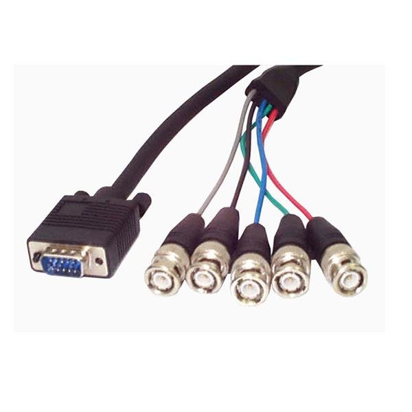 StarTech.com 6 ft Coax HD15 VGA to 5 BNC Monitor Cable – M/M STA-VGABNC5