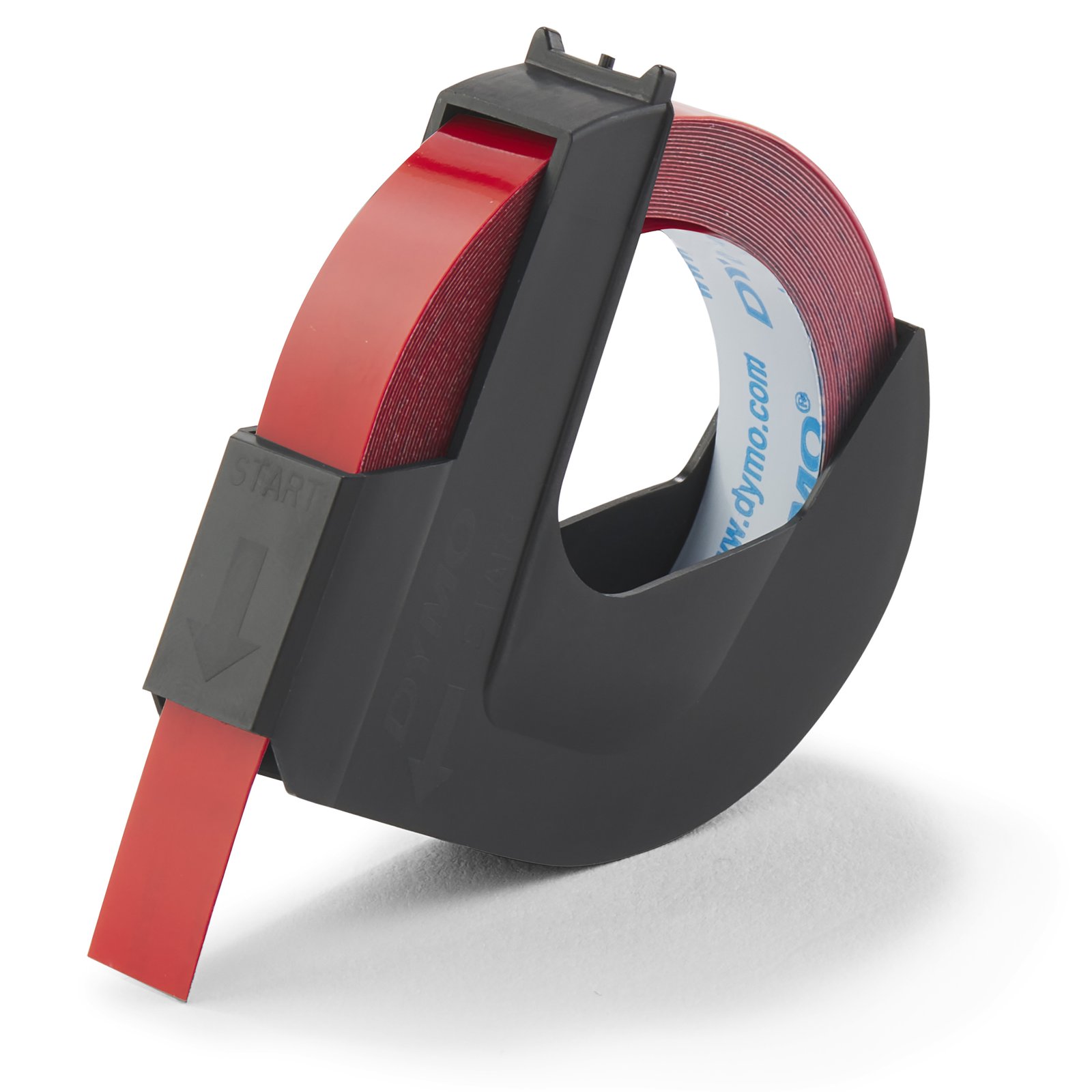 DYMO Authentic Embossing Label Tape | 9 mm x 3 m roll | White Print on Red | Self-Adhesive | for NWL-520102