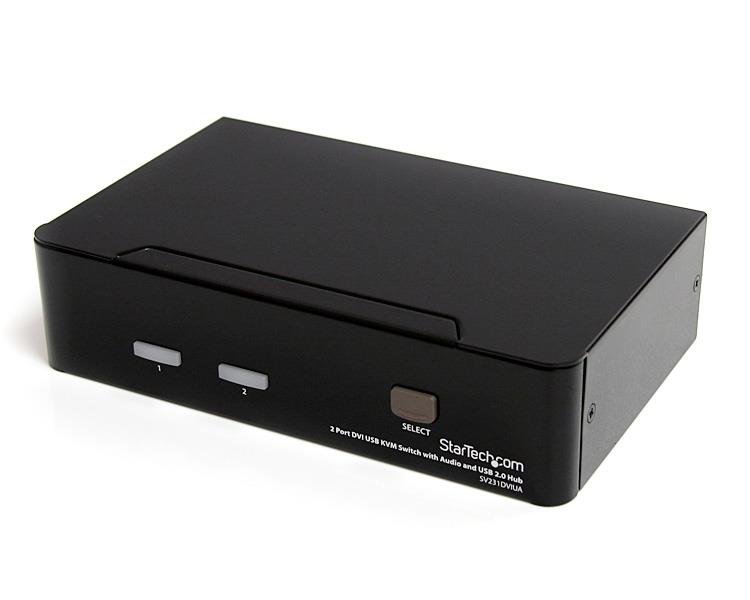 StarTech.com 2 Port DVI USB KVM Switch with Audio and 2.0 Hub - TAA STA-SV231DVIUA
