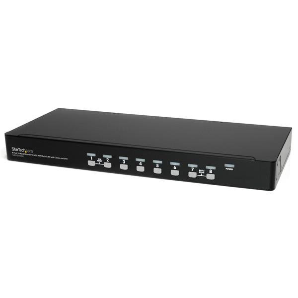 StarTech.com 8 Port 1U Rackmount USB KVM Switch Kit with OSD and Cables - TAA STA-SV831DUSBUK