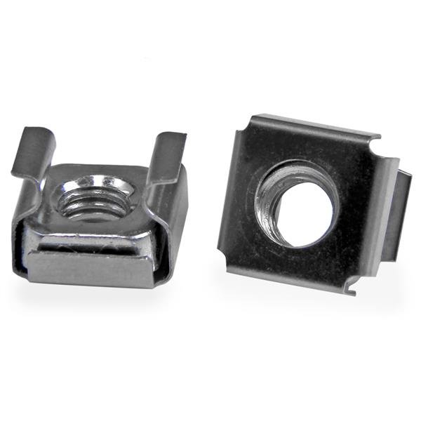 StarTech.com 50-Pack M6 Square Hole Cage Nuts and Installation Tool for 19" or 10" Server Racks, STA-CABCAGENUTS6