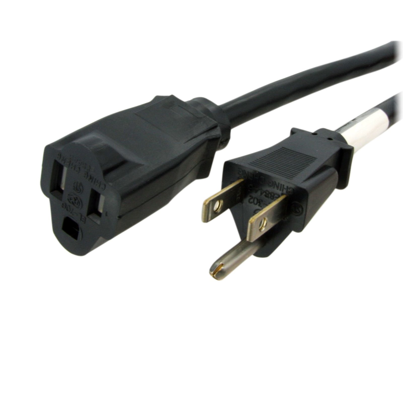 StarTech.com 10ft (3m) Heavy Duty Extension Cord, NEMA 5-15R to 5-15P Black 15A 125V, 14AWG, Gauge STA-PAC1011410
