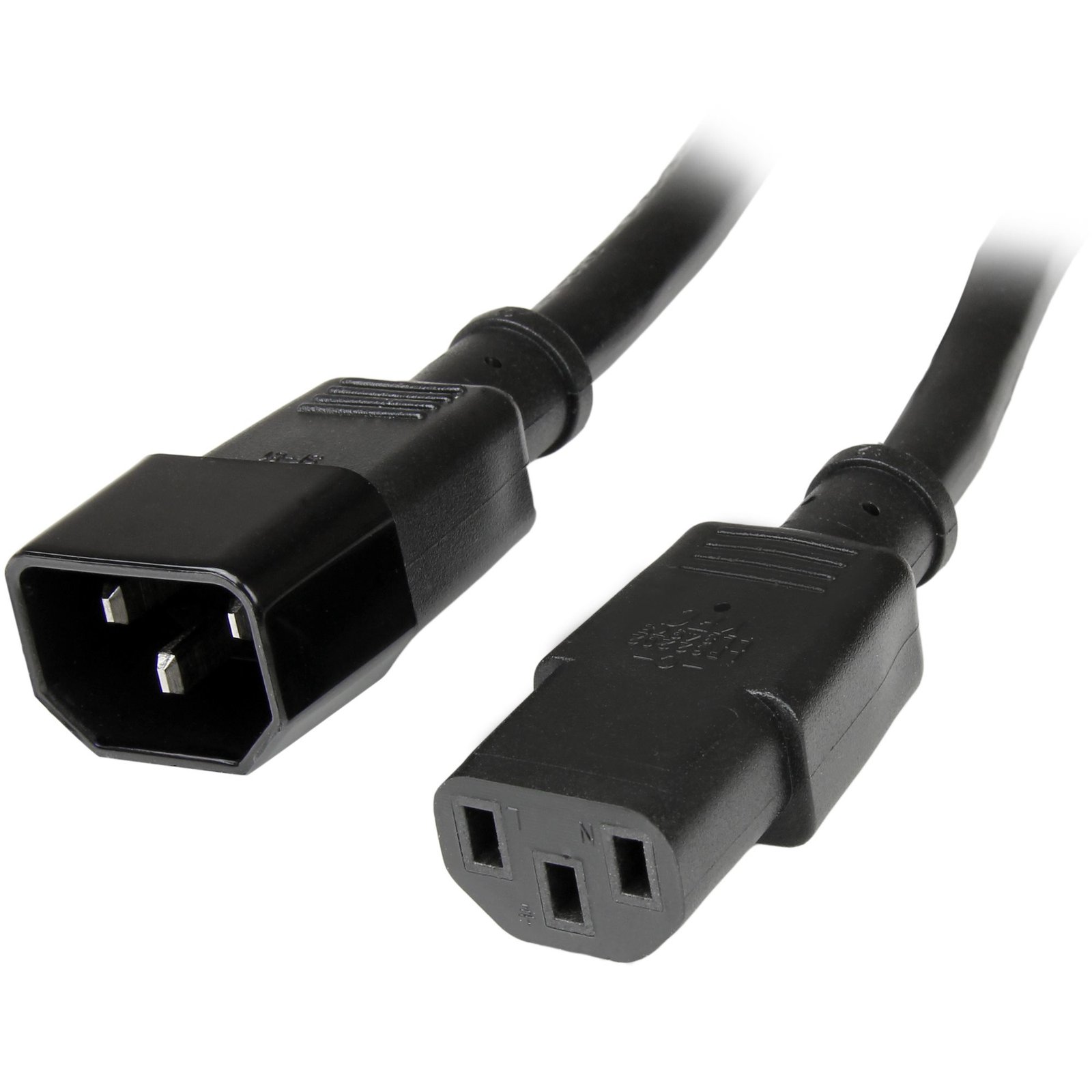 StarTech.com 2ft (60cm) Power Extension Cord, C14 to C13, 10A 125V, 18AWG, Computer IEC-320-C14 STA-PXT1002