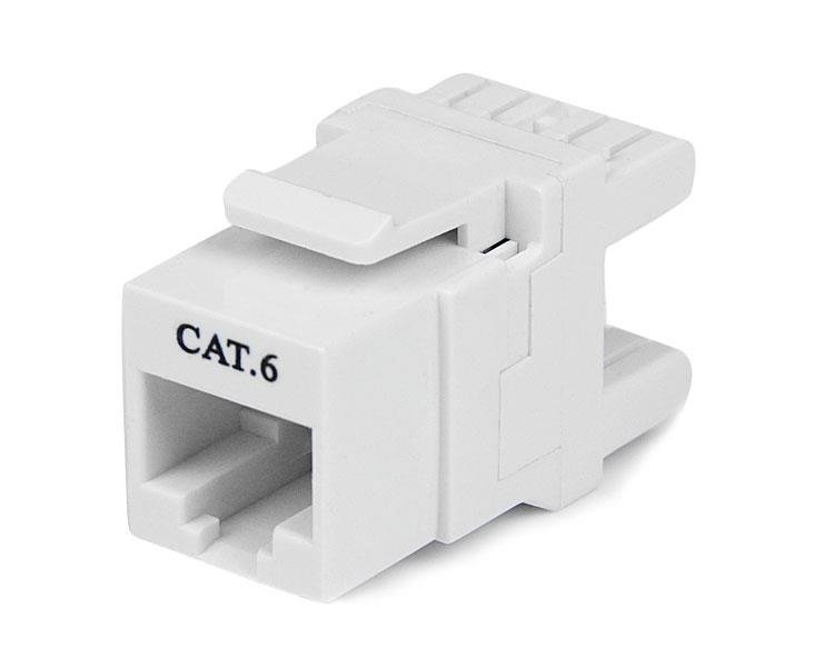 StarTech.com 180° Cat 6 Keystone Jack - RJ45 Ethernet Cat6 Wall White - 110 Type STA-C6KEY110SWH