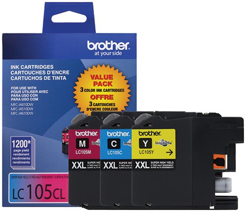 BROTHER INTERNATIONAL CORPORAT LC105 C/M/Y ink cartridge 3 pc(s) Original High (XL) Yield Cyan, BRO-LC1053PKS