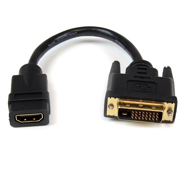 StarTech.com 8in (20cm) HDMI to DVI-D Video Cable Adapter - Female DVI Male STA-HDDVIFM8IN
