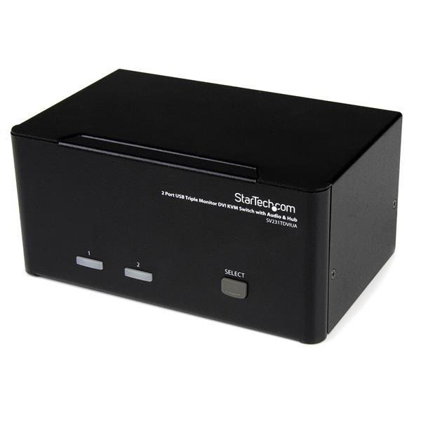 StarTech.com 2 Port Triple Monitor DVI USB KVM Switch with Audio & 2.0 Hub STA-SV231TDVIUA