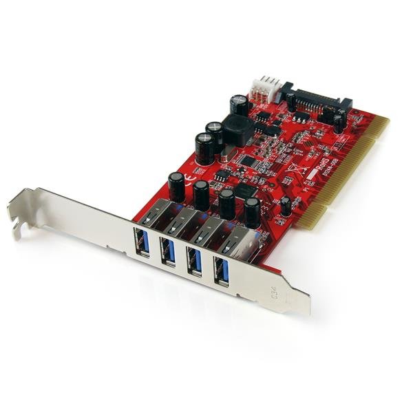 StarTech.com 4 Port PCI SuperSpeed USB 3.0 Adapter Card with SATA / SP4 Power STA-PCIUSB3S4