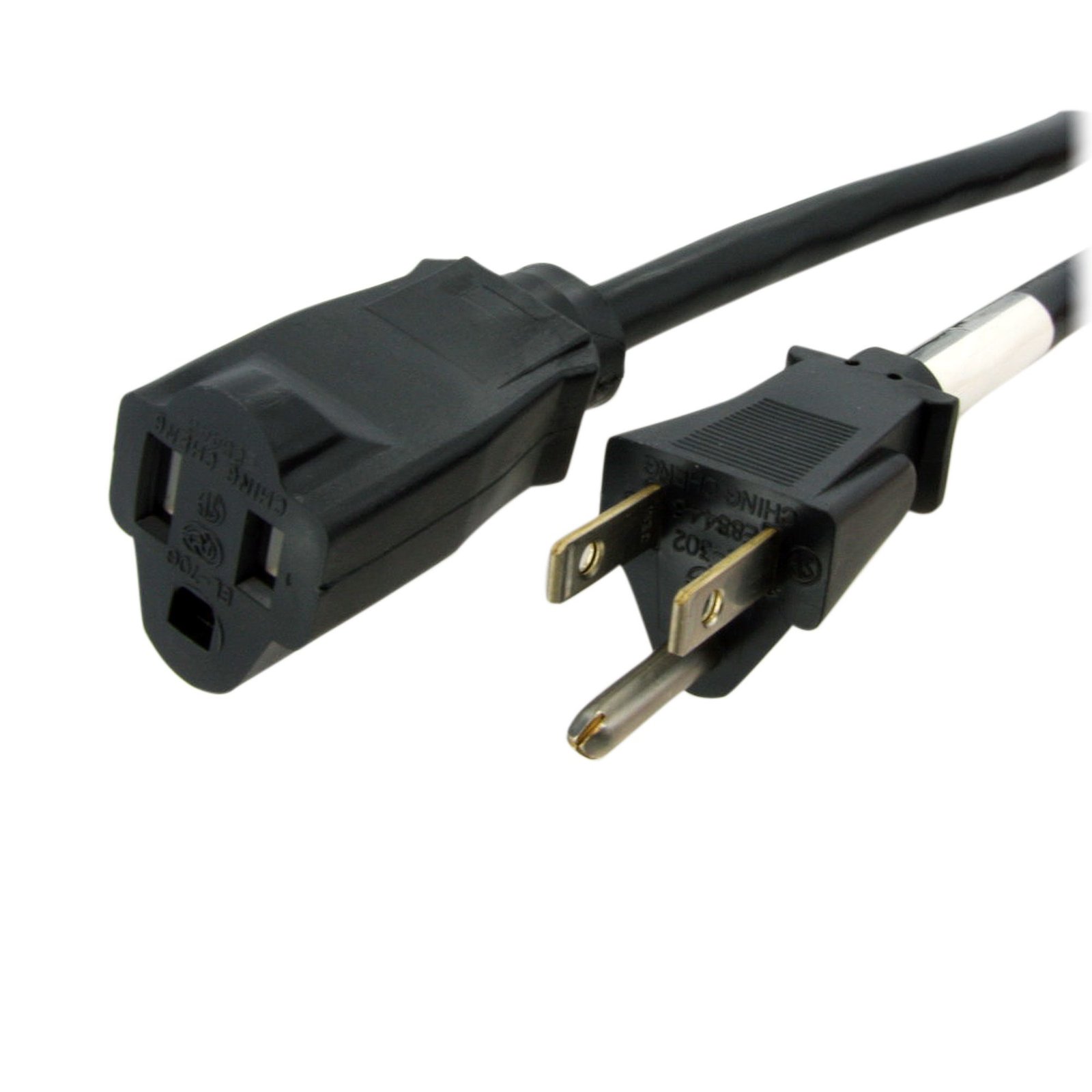 StarTech.com 3ft (1m) Power Extension Cord, NEMA 5-15R to 5-15P Black 13A 125V, 16AWG, Outlet STA-PAC1013