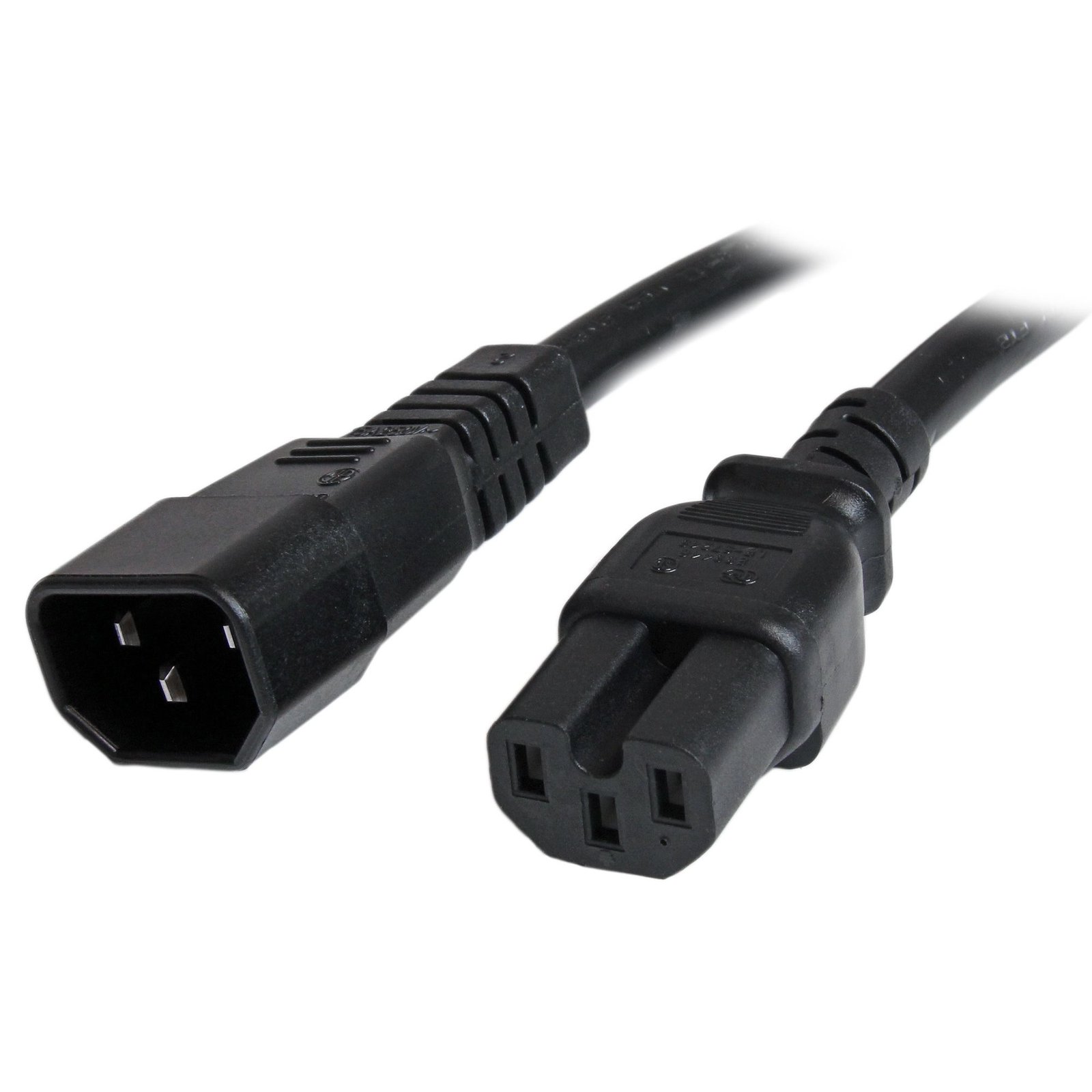 StarTech.com 6ft (1.8m) Heavy Duty Extension Cord, IEC 320 C14 to C15 Black 15A 250V, 14AWG, Gauge STA-PXTC14C156