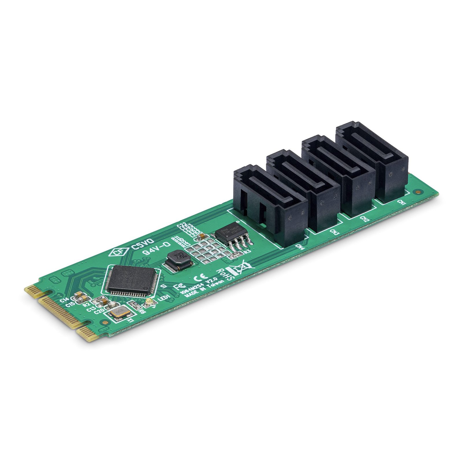 StarTech.com 4-Port M.2 to SATA Adapter Card, PCIe 3.0 HDD/SSD Expansion ASM1064 Chipset, NVMe 4x 4P-SATA-M2-ADAPTER