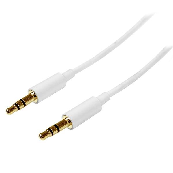StarTech.com 2m White Slim 3.5mm Stereo Audio Cable - Male to STA-MU2MMMSWH