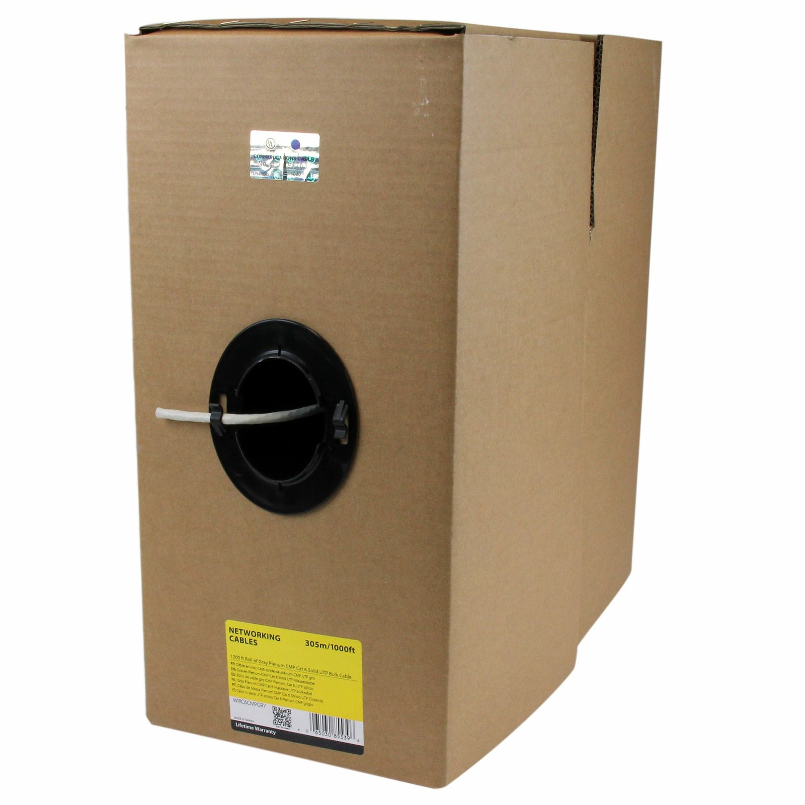 StarTech.com Bulk Cat 6 Ethernet Cable - 1000 ft. - Solid - CMP/FT6 Plenum Fire Rating - ETL STA-WIRC6CMPGRY