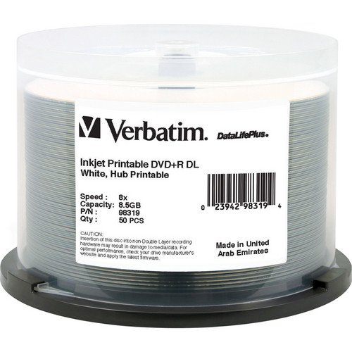 VERBATIM AMERICAS LLC 98319 blank DVD 8.5 GB DVD+R DL 50 pc(s) VBM-98319