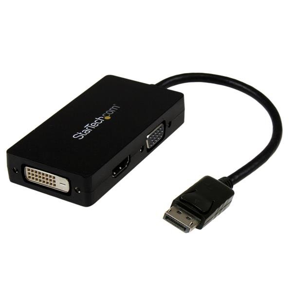 StarTech.com Travel A/V adapter: 3-in-1 DisplayPort to VGA DVI or HDMI converter STA-DP2VGDVHD