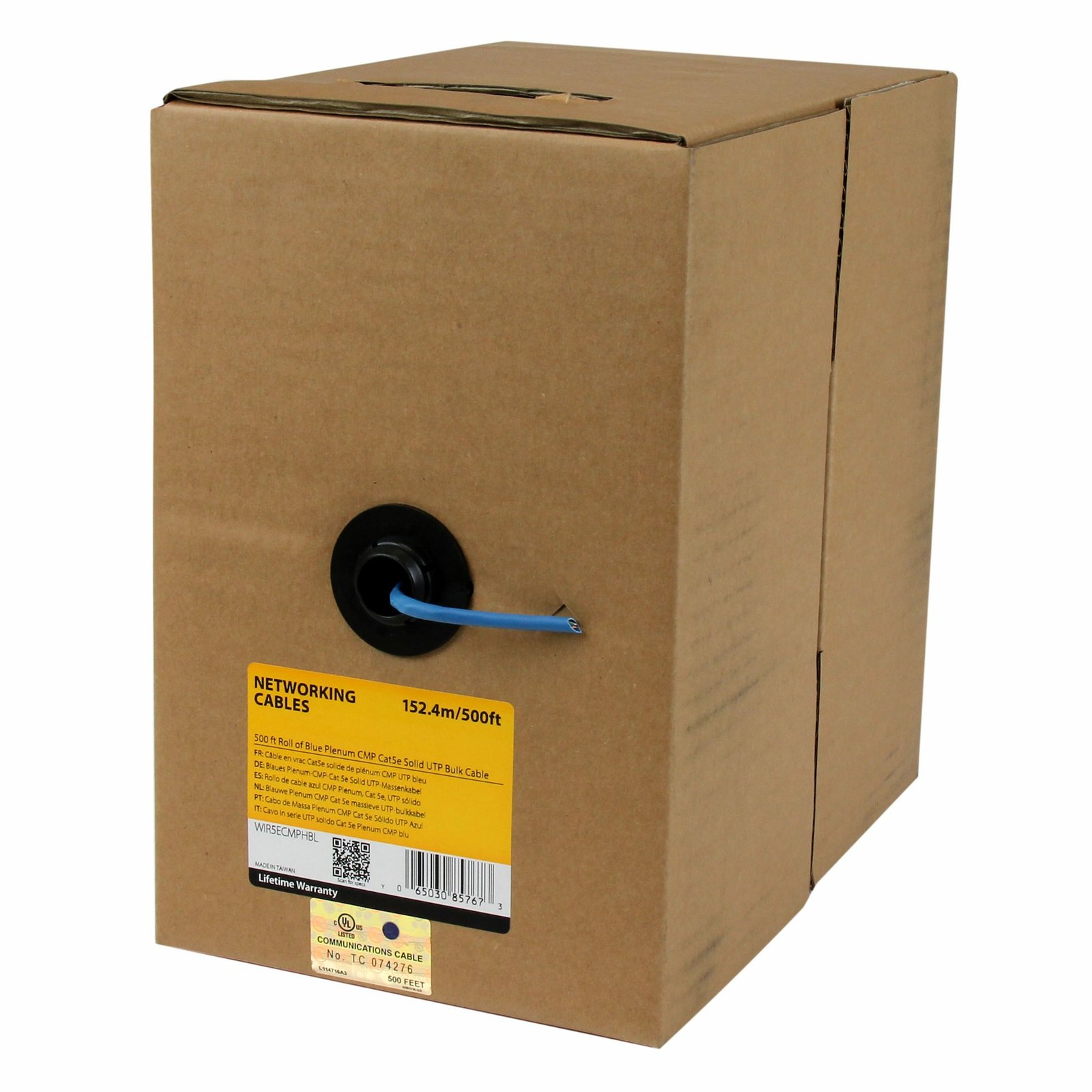 StarTech.com Bulk Cat 5e Ethernet Cable - 500 ft. - Solid - Plenum CMP - Blue - TAA Compliant STA-WIR5ECMPHBL