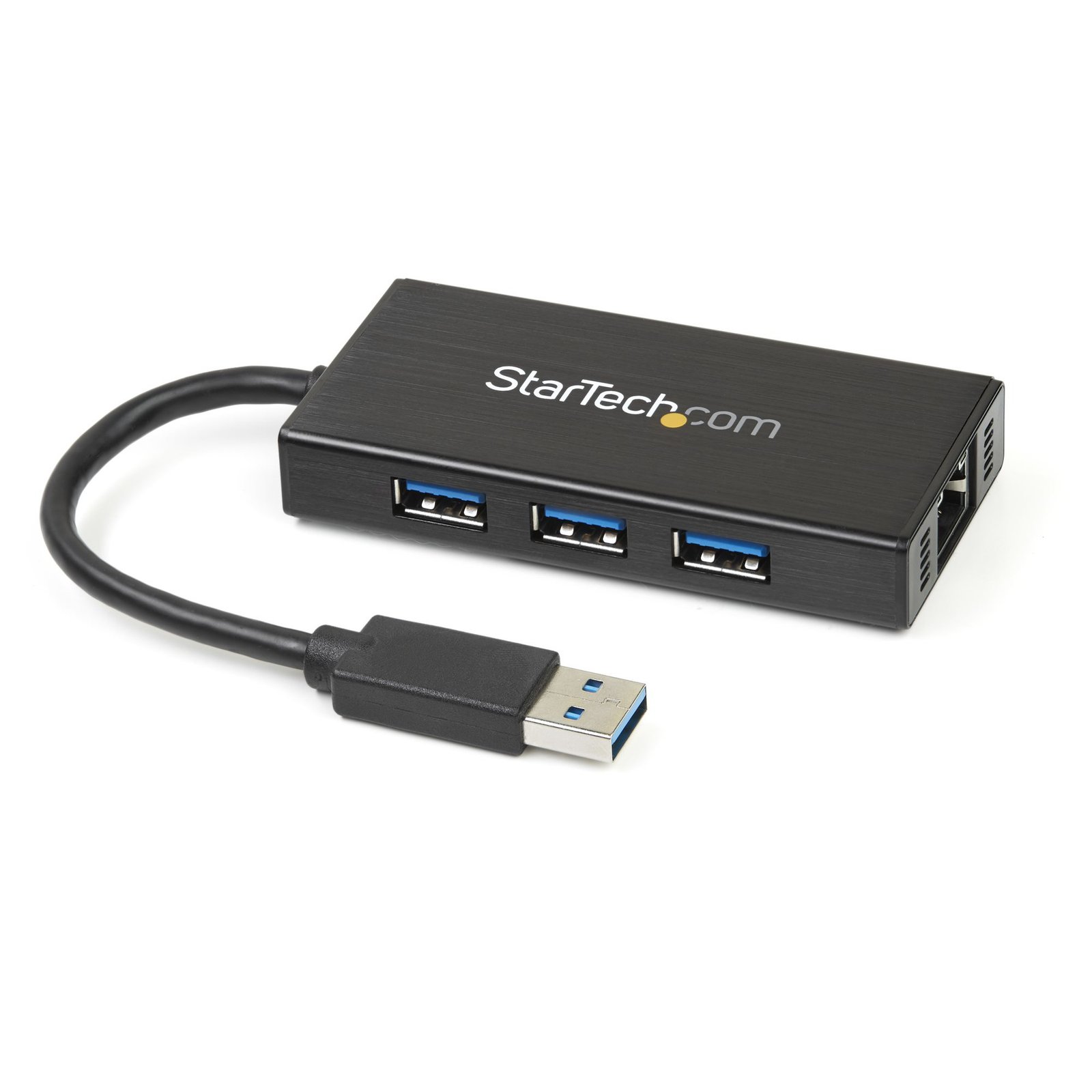 StarTech.com 3-Port Portable USB 3.0 Hub plus Gigabit Ethernet - 5Gbps - Aluminum with Built-in STA-ST3300GU3B