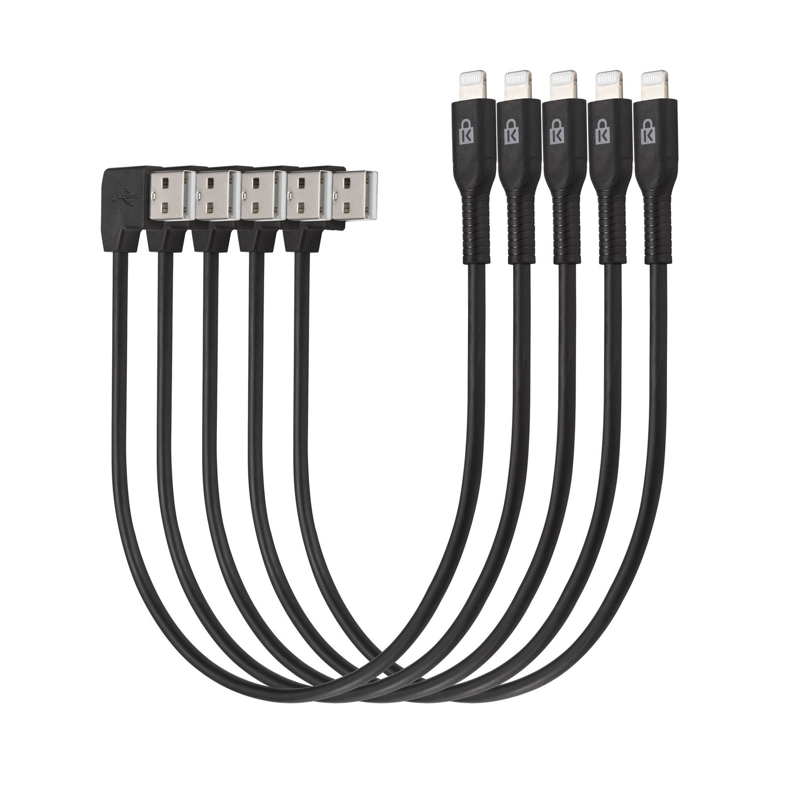 KENSINGTON COMPUTER Charge & Sync Cable, Universal Tablet, USB to Lightning – 5 pack KEN-K67864WW