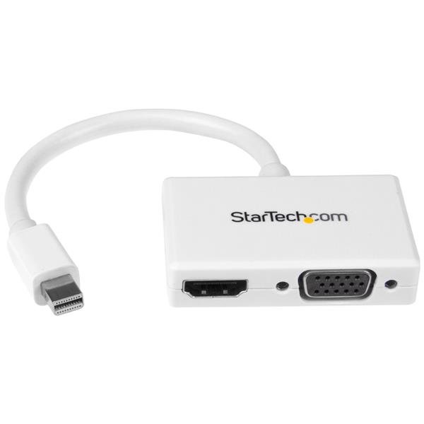 StarTech.com Travel A/V Adapter: 2-in-1 Mini DisplayPort to HDMI or VGA Converter - White STA-MDP2HDVGAW