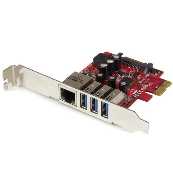 StarTech.com 3-Port PCI Express USB 3.0 Card + Gigabit Ethernet - 5Gbps - TAA STA-PEXUSB3S3GE