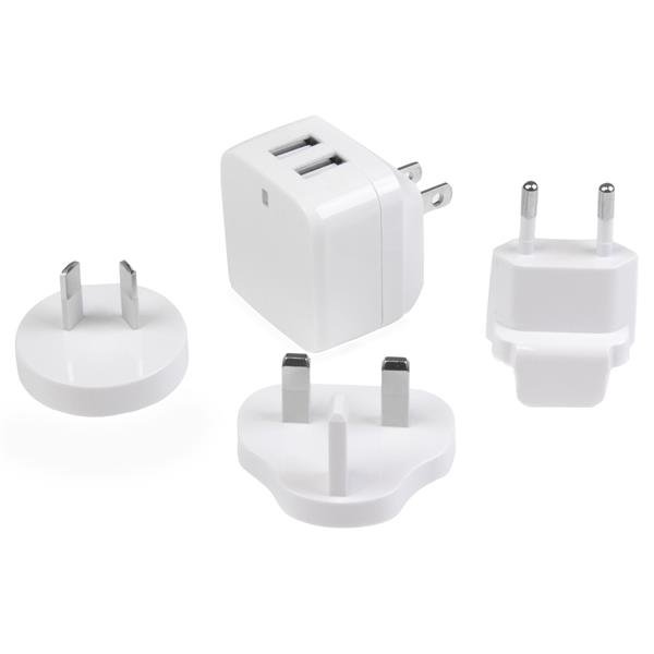 StarTech.com Dual-Port USB Wall Charger - International Travel - 17W/3.4A - White STA-USB2PACWH