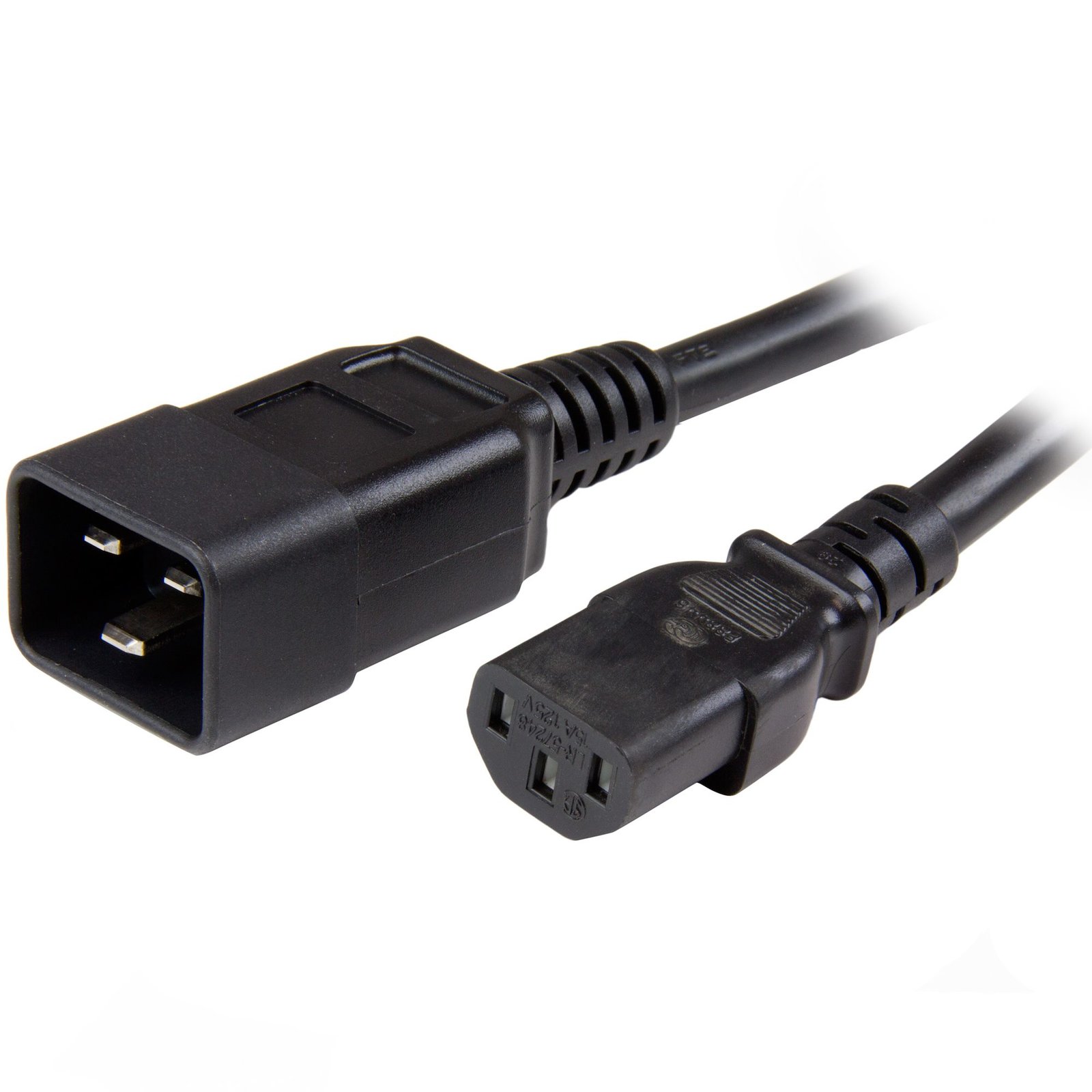 StarTech.com 3ft (1m) Heavy Duty Extension Cord, IEC 320 C13 to C20 Black 15A 125V, 14AWG, Gauge STA-PXTC13C20143