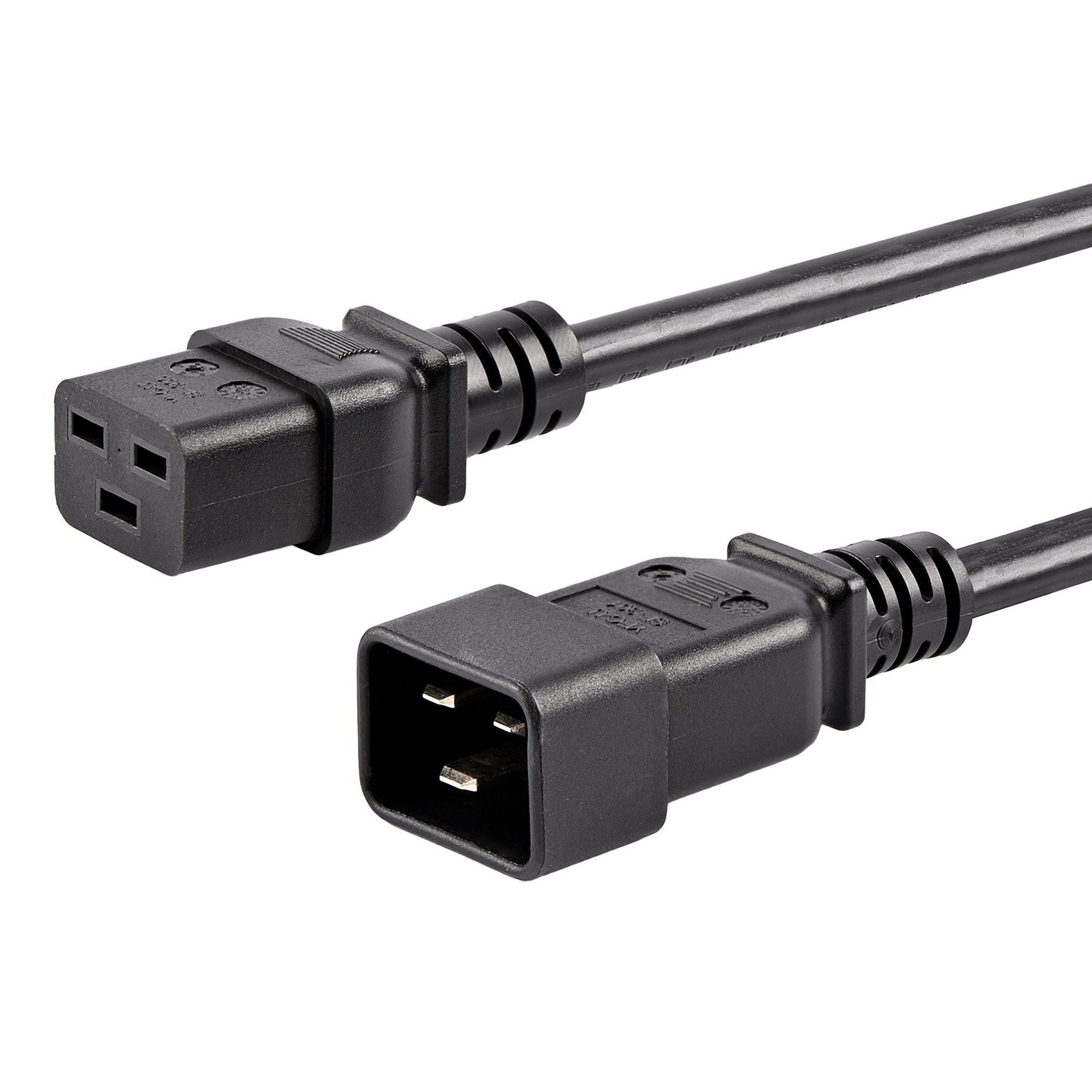 StarTech.com 10ft (3m) Heavy Duty Extension Cord, IEC 320 C19 to C20 Black 15A 250V, 14AWG, Gauge STA-PXTC19201410