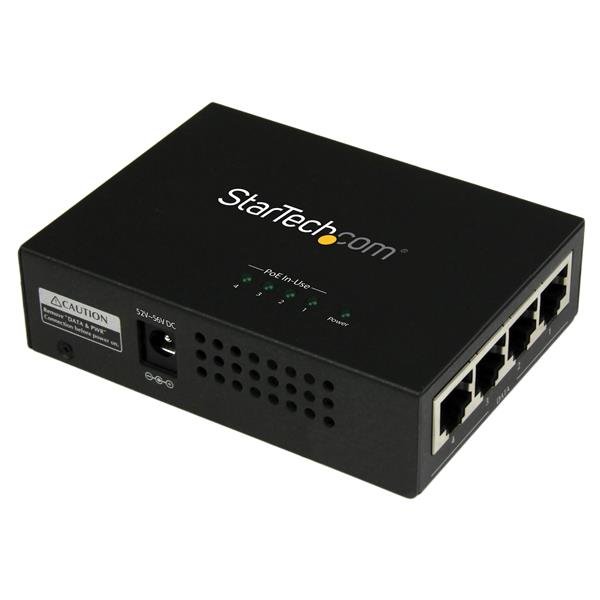 StarTech.com 4-Port Gigabit Midspan - PoE+ Injector - 802.3at/af - TAA STA-POEINJ4G
