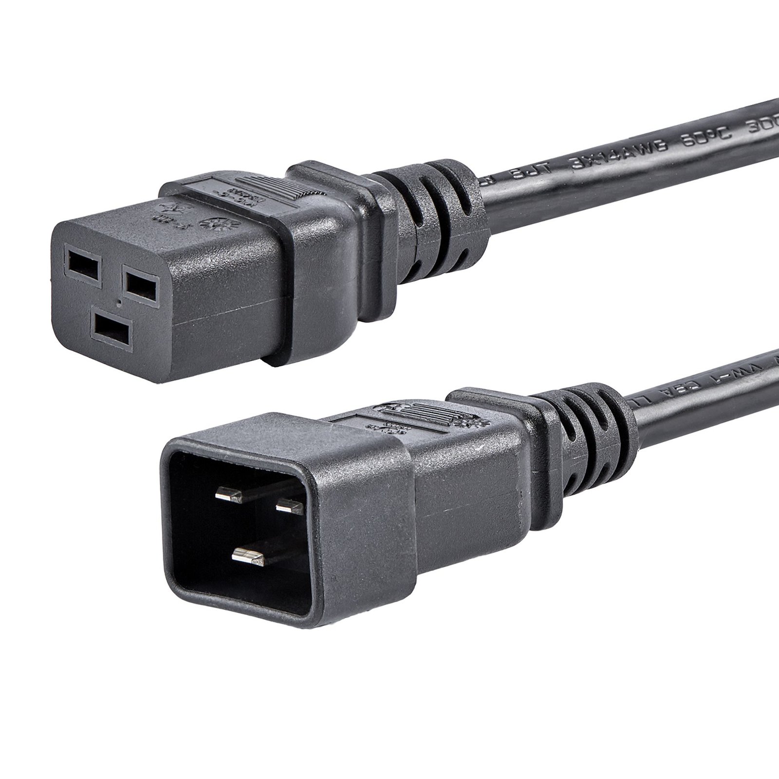 StarTech.com 6ft (1.8m) Heavy Duty Extension Cord, IEC 320 C19 to C20 Black 15A 250V, 14AWG, Gauge STA-PXTC19C20146