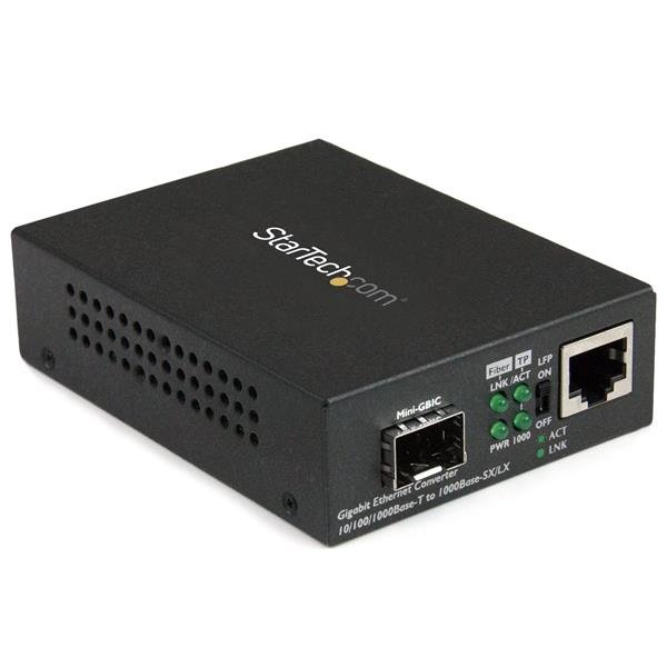 StarTech.com Multi-Mode (MM) / Single Mode (SM) Fiber Media Converter for 10/100/1000 Networks, STA-MCM1110SFP