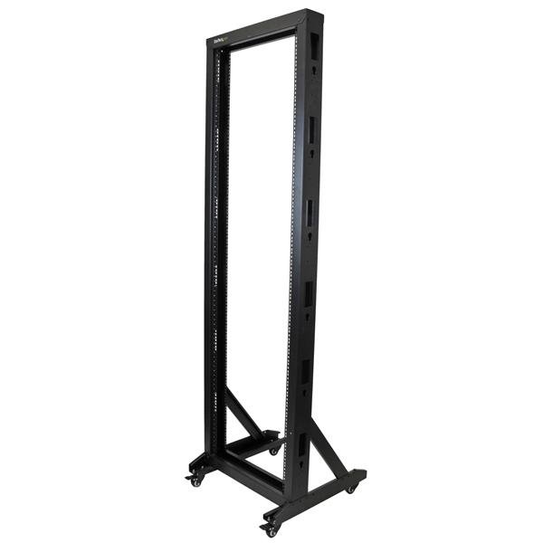 StarTech.com 42U 2-Post Open Frame Server Rack, 19in Rolling IT with 661lb (300kg) Weight Capacity, STA-2POSTRACK42