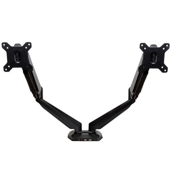 StarTech.com Desk Mount Dual Monitor Arm with USB & Audio, Clamp VESA for up to 32" (17.6lb/8kg) STA-ARMSLIMDUO