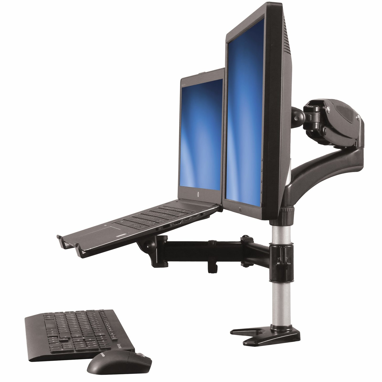 StarTech.com Desk-Mount Monitor Arm with Laptop Stand - Full Motion - Articulating - For up to 27" STA-ARMUNONB