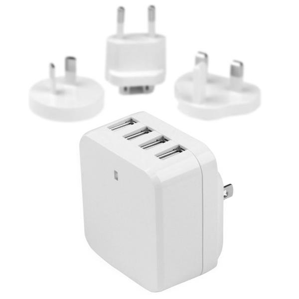 StarTech.com 4-Port USB Wall Charger - International Travel - 34W/6.8A - White STA-USB4PACWH