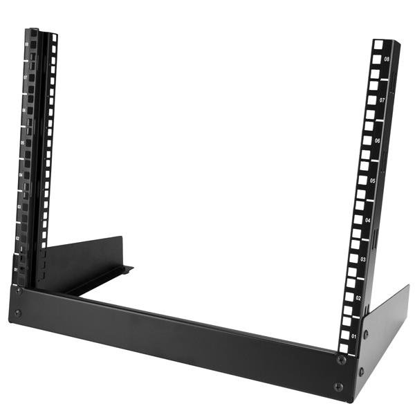 StarTech.com 2-Post 8U Desktop Server Rack, Small Open Frame 19in Computer Compact Network for AV / STA-RK8OD