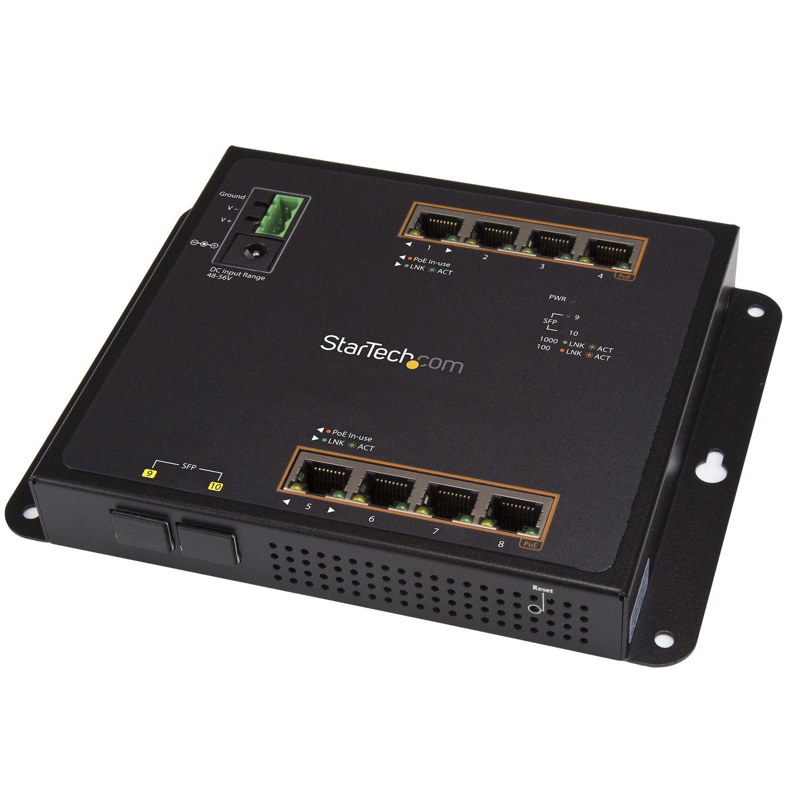 StarTech.com Industrial 8 Port Gigabit PoE+ Switch w/2 SFP MSA Slots - 30W - Layer/L2 Hardened GbE STA-IES101GP2SFW