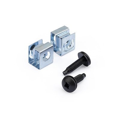 StarTech.com 50-Pack 10-32 19mm Screws and Square Hole Clip Nuts for 19" or 10" Server Racks, STA-CLPSCRW1032