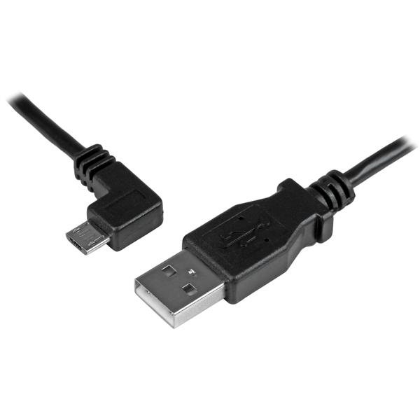 StarTech.com Micro-USB Charge-and-Sync Cable M/M - Left-Angle - 24 AWG - 0.5 m STA-USBAUB50CMLA
