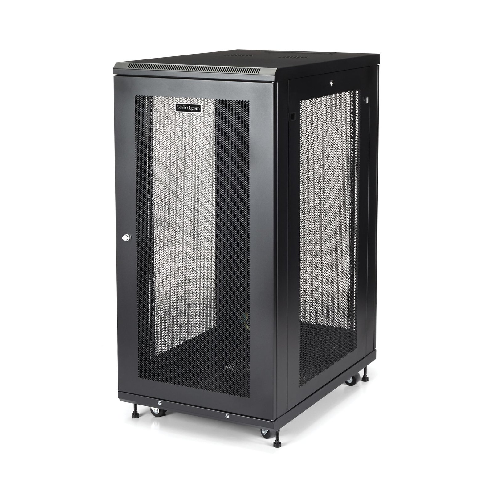 StarTech.com 24U Enterprise-Grade Server Rack Cabinet Kit, 19in Enclosed 4-Post with Shelf and STA-RK2433BKM
