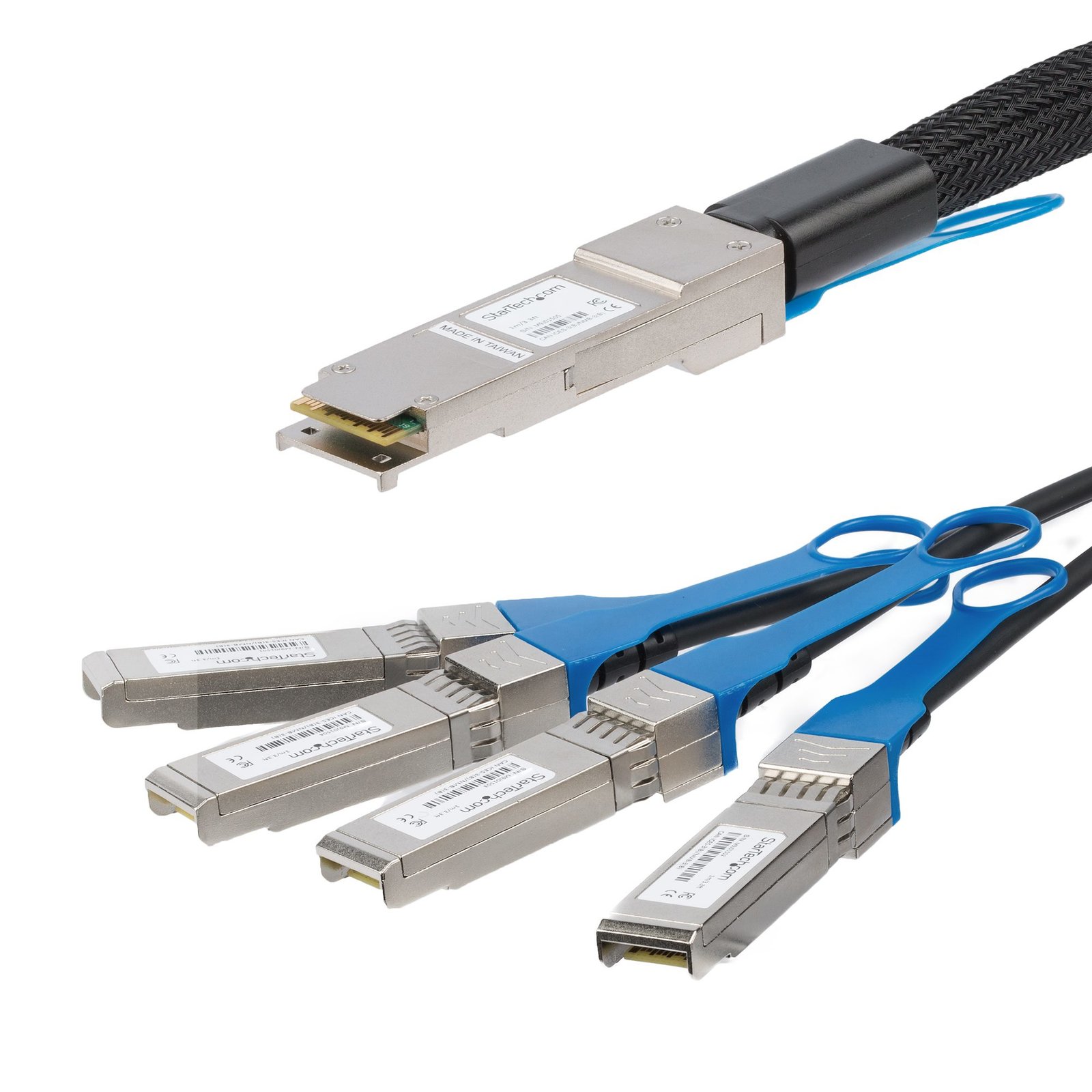 StarTech.com MSA Uncoded Compatible 3m 40G QSFP+ to 4x SFP+ Direct Attach Breakout Cable Twinax - STA-QSFP4SFPPC3M