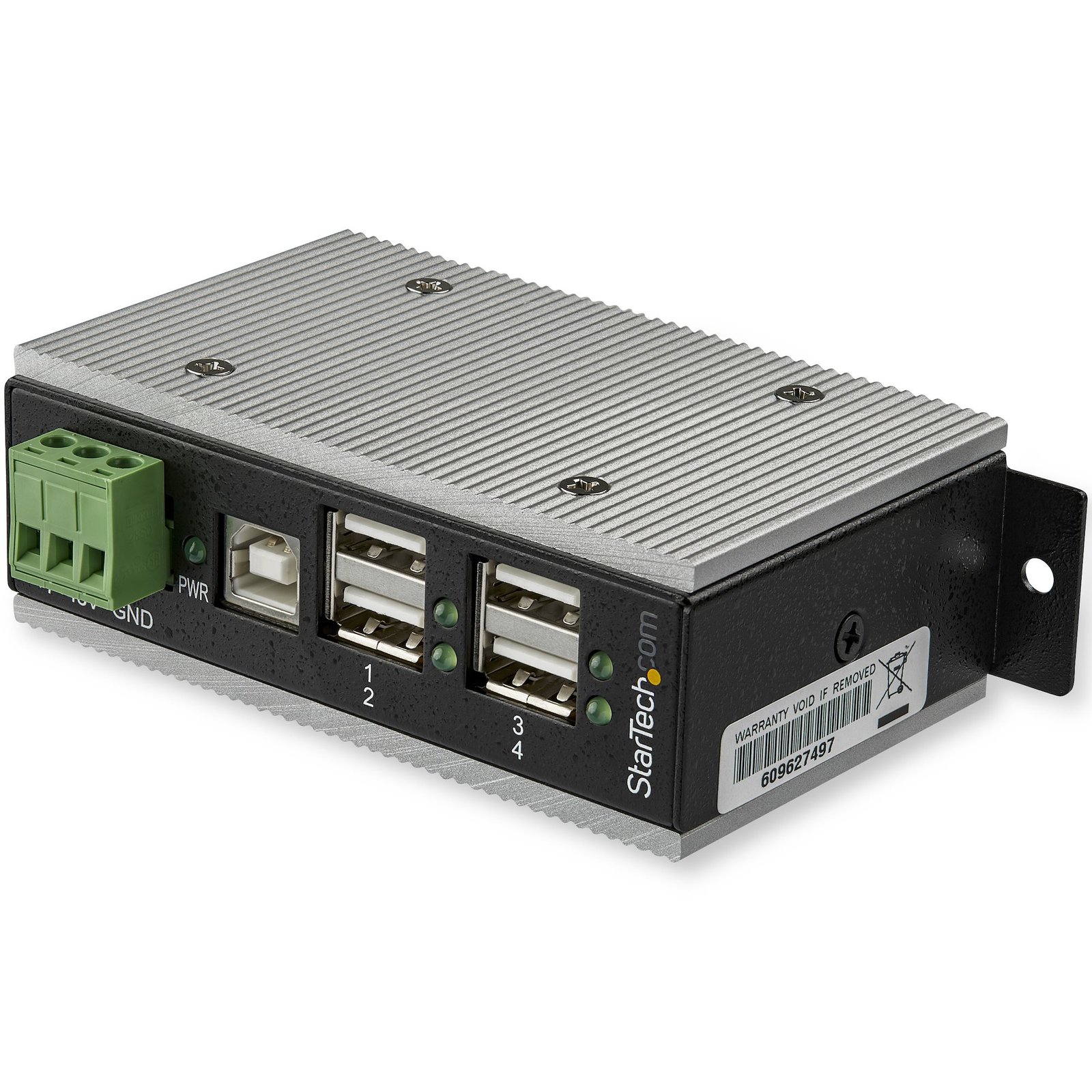 StarTech.com 4-Port USB 2.0 Hub - Metal Industrial USB-A with ESD & 350W Surge Protection - STA-HB20A4AME