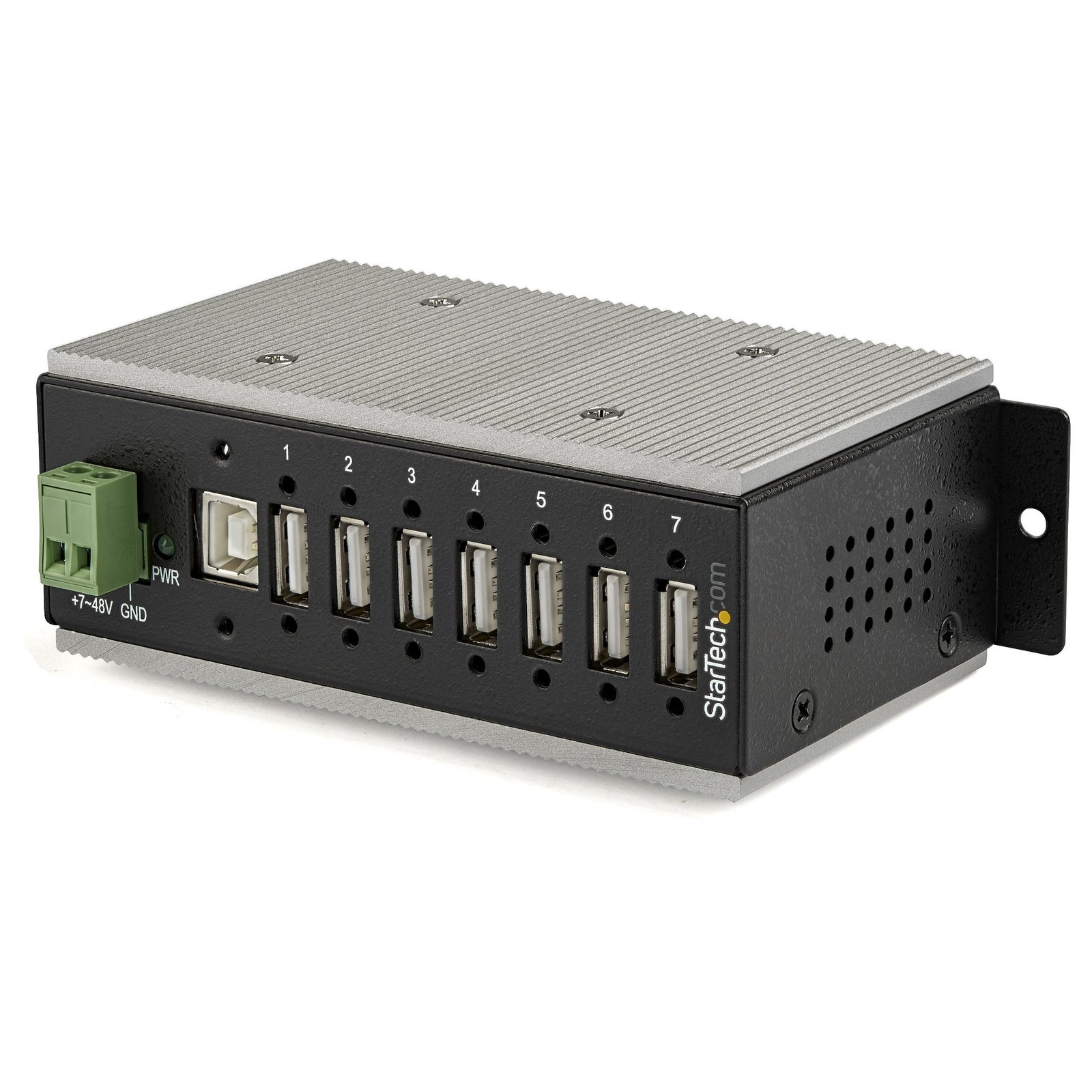 StarTech.com 7-Port USB 2.0 Hub - Metal Industrial USB-A with ESD & 350W Surge Protection - STA-HB20A7AME